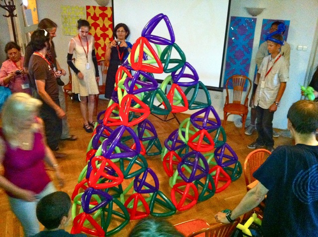 Sierpinski Tetrahedron made of balloons at Bridges Pecs 2010